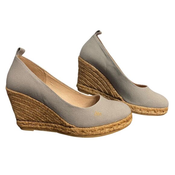 Viscata Espadrille Wedge Shoes Womens Size 8.5 EU 39 Gray Canvas Slip On Spain - Picture 1 of 12